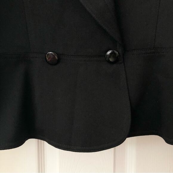 Louis Feraud Black Wool Vintage Puffed Cinch Sleeve Peplum Short Blazer Jacket 8 - Picture 8 of 14